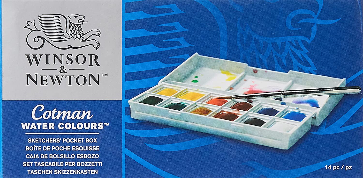 Winsor & Newton Cotman Watercolor Sketchers' Pocket Box 12 Half Pans Mini  Set