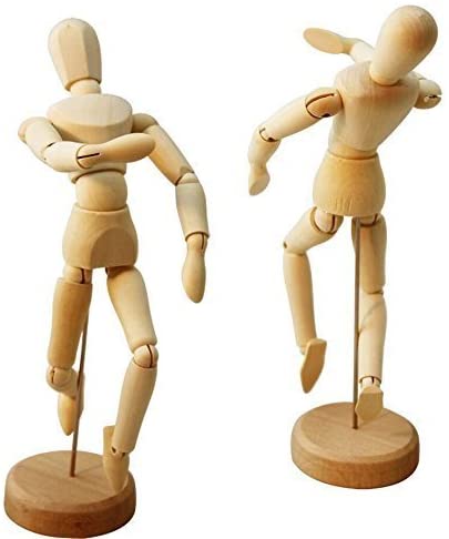 Sketch of Wooden Posable Drawing Figure for Artists on Abstract