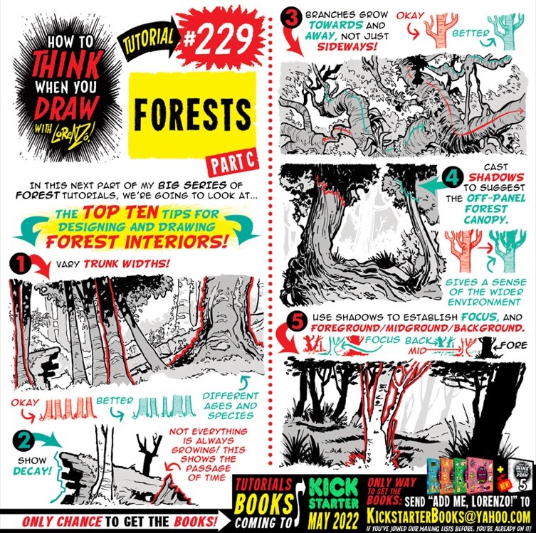 how to draw forests tutorial