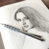 female sketched portrait using pentel graphgear 1000 pencil