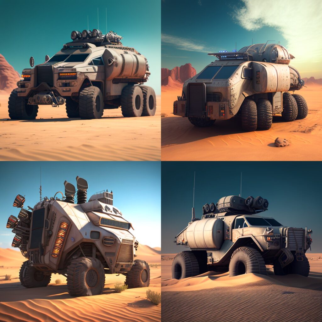 ai generated cyberpunk pickup truck concepts