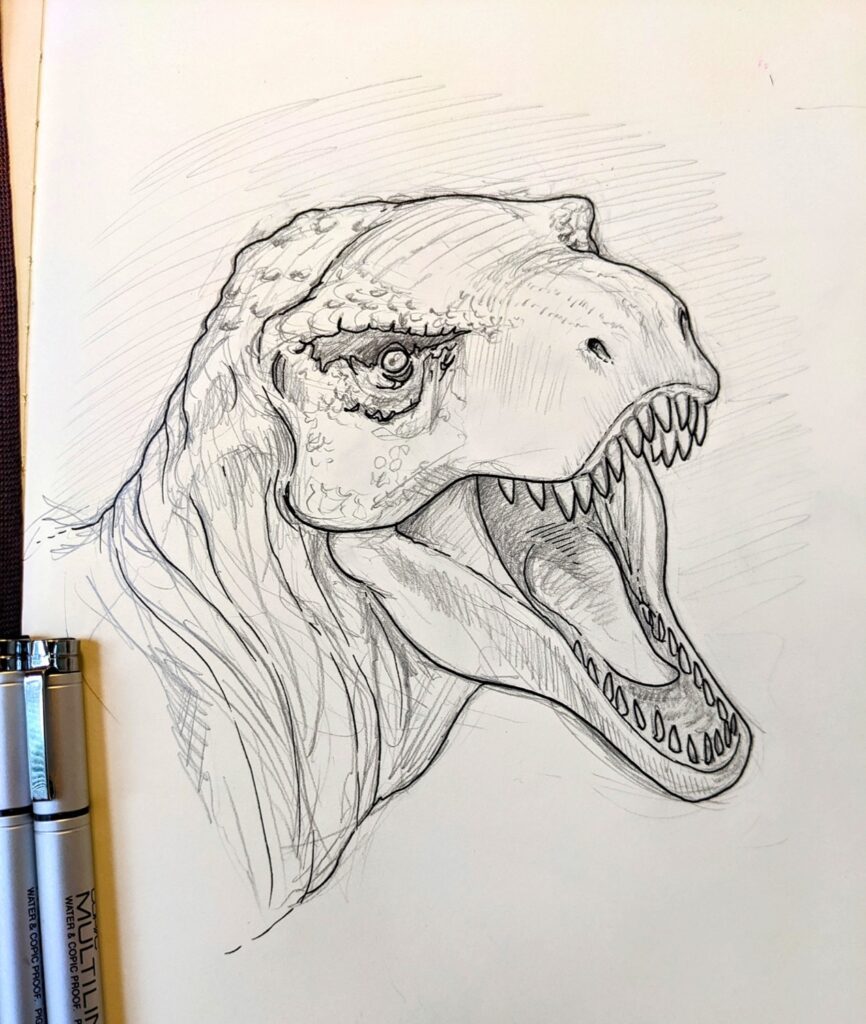 This is how I would've designed E750. Pen drawing done within a span of 4  hours. : r/Dinosaurs