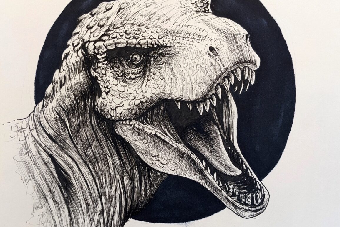 copic multiliner pen dinosaur drawing