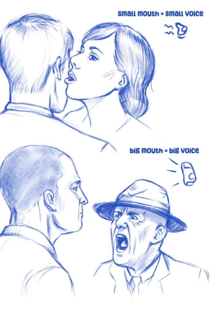 how to draw whispering or shouting sketch